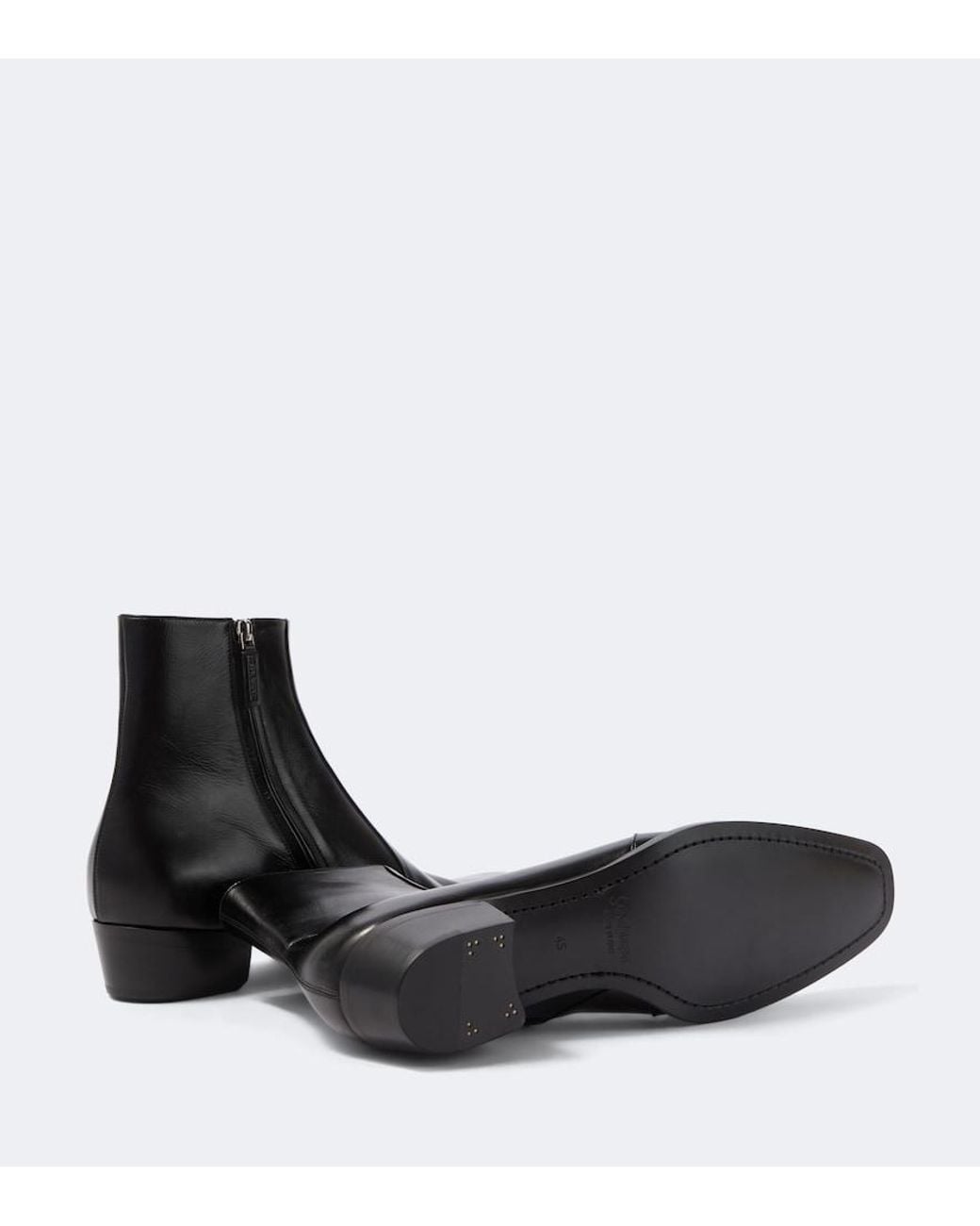 Saint Laurent Black Aurelien Leather Ankle Boots for men