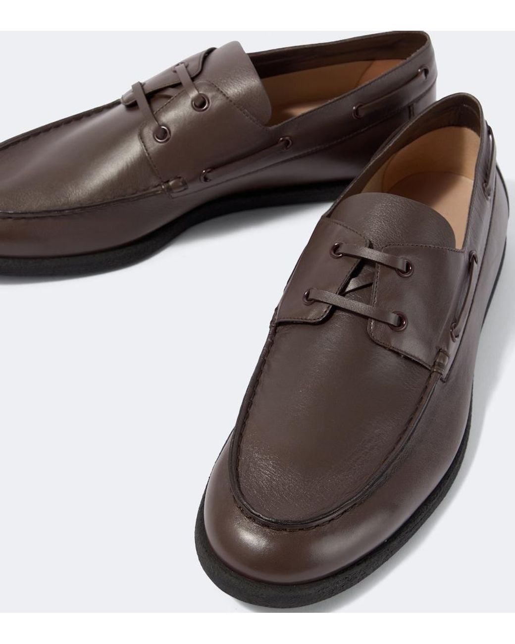 The Row Brown Novus Leather Boat Shoes for men