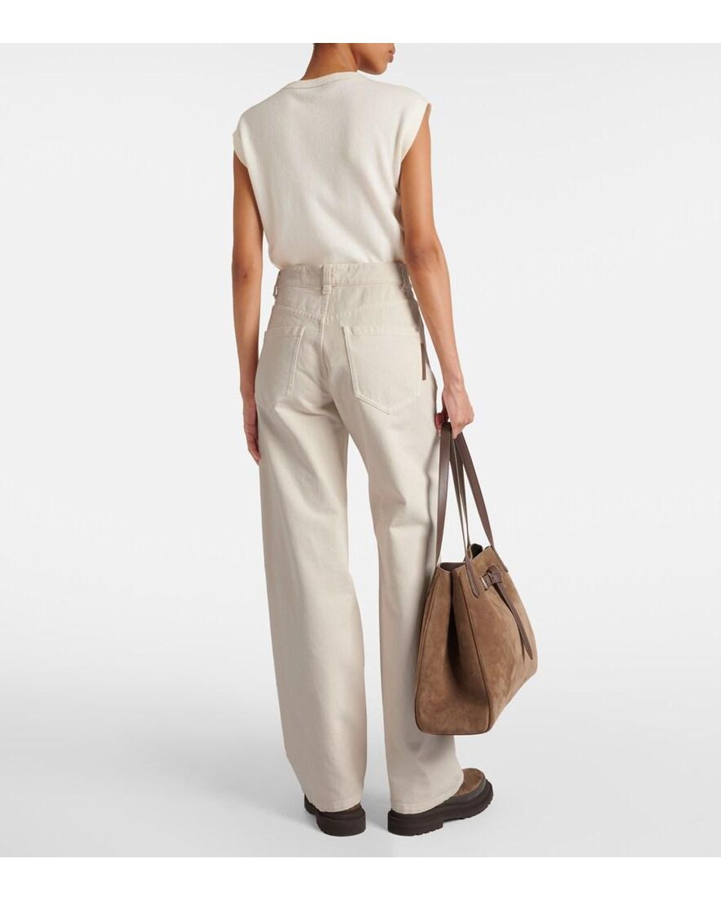 Brunello Cucinelli Natural Mid-Rise Straight Jeans