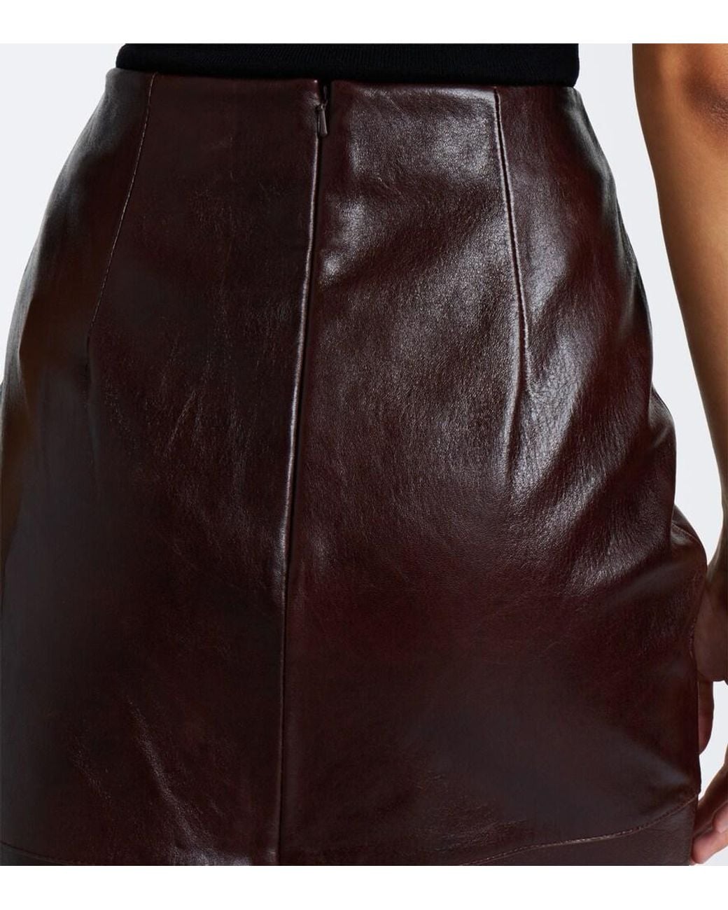 Sportmax Brown Leather Midi Skirt