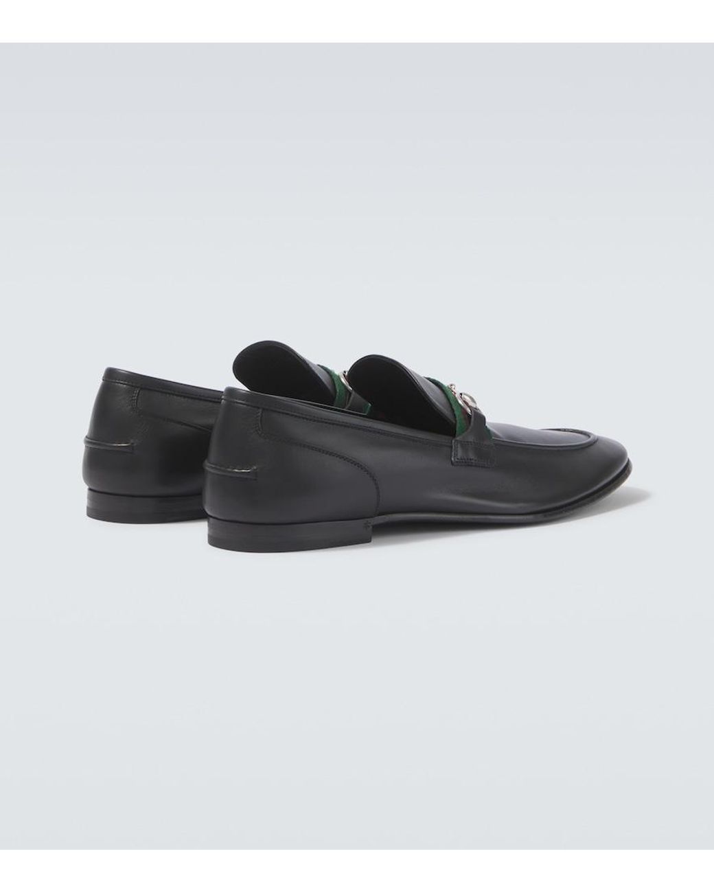 Gucci Black Como Horsebit Leather Loafers for men