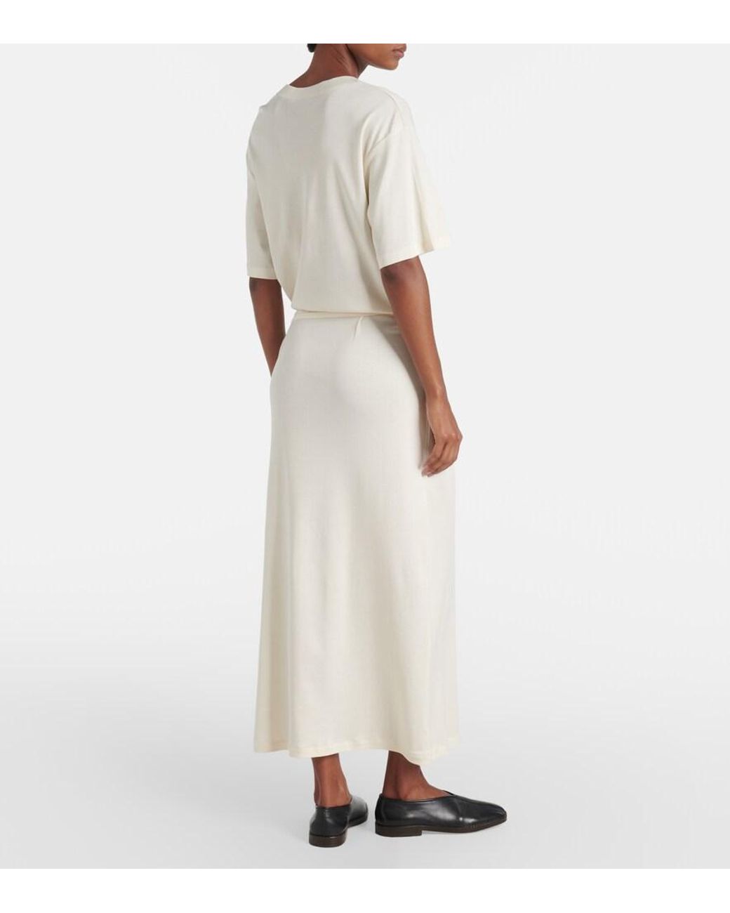 Lemaire Natural Belted Cotton Jersey Midi Dress