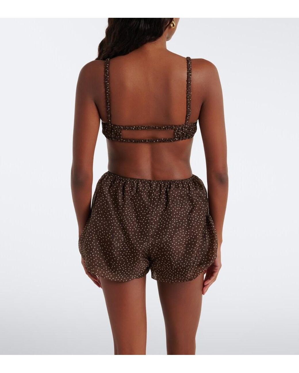 Sir Brown Polka-Dot Silk Organza Bra Top