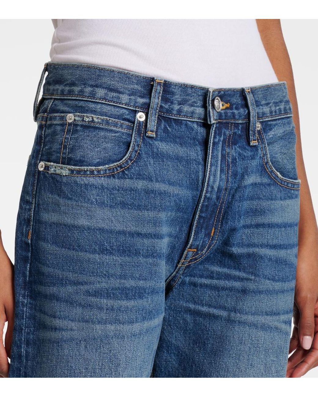 SLVRLAKE Denim Blue Amber Mid-Rise Slim Jeans