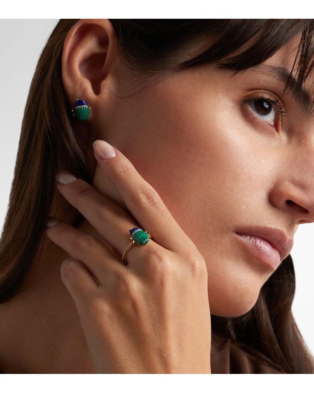 Yvonne Léon Blue Ring Scarabee Mini Aus 9Kt Gelbgold (375/1000) Mit Edelsteinen