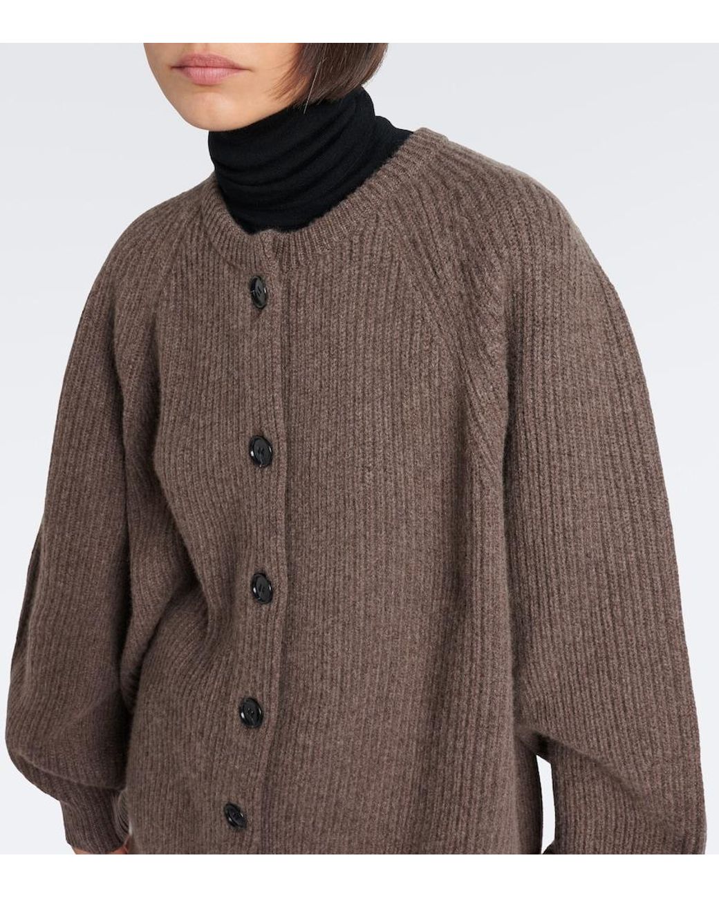 Nour Hammour Brown Laurel Oversized Cashmere And Wool Cardigan