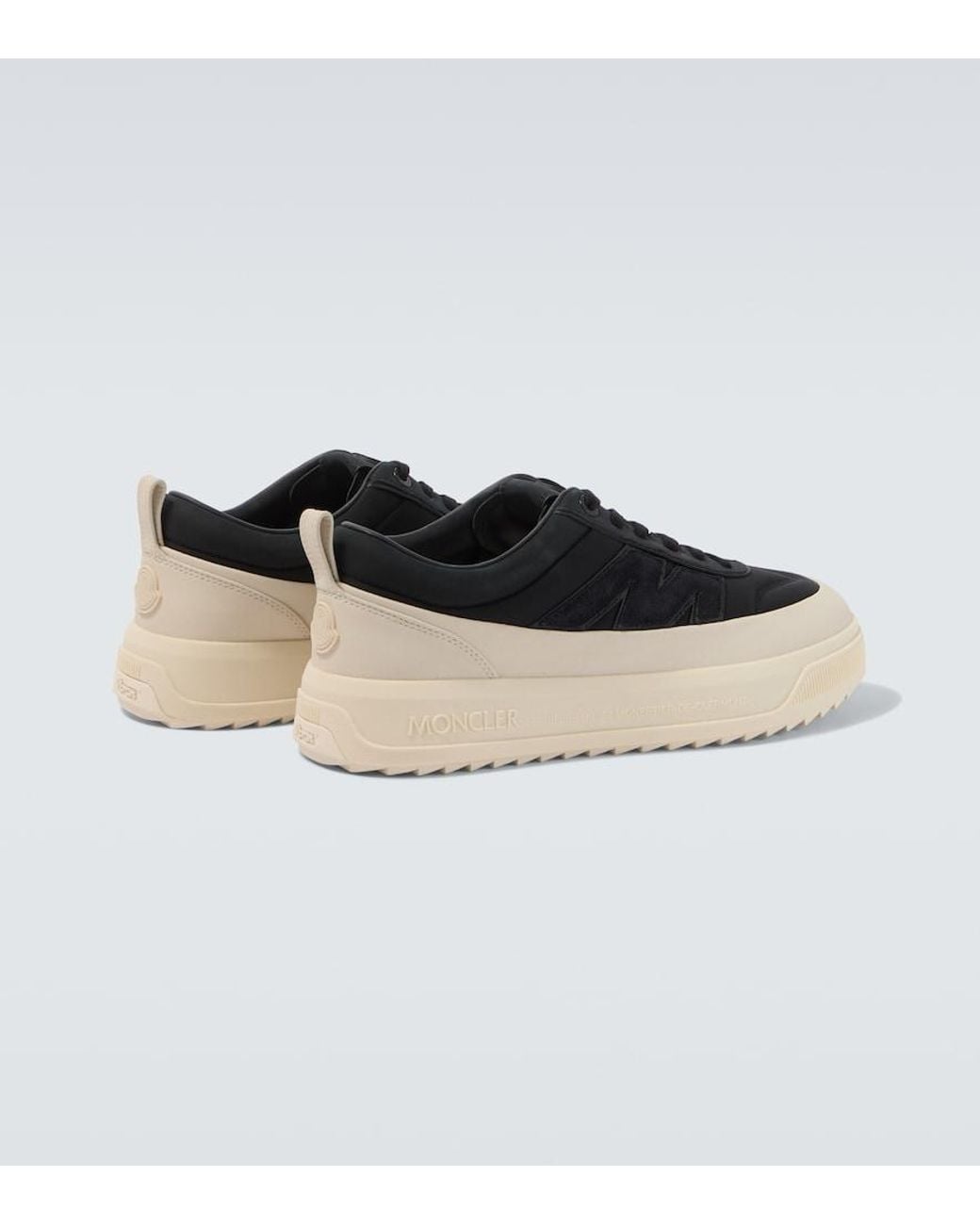 Moncler Black Altive Leather-Trimmed Sneakers for men