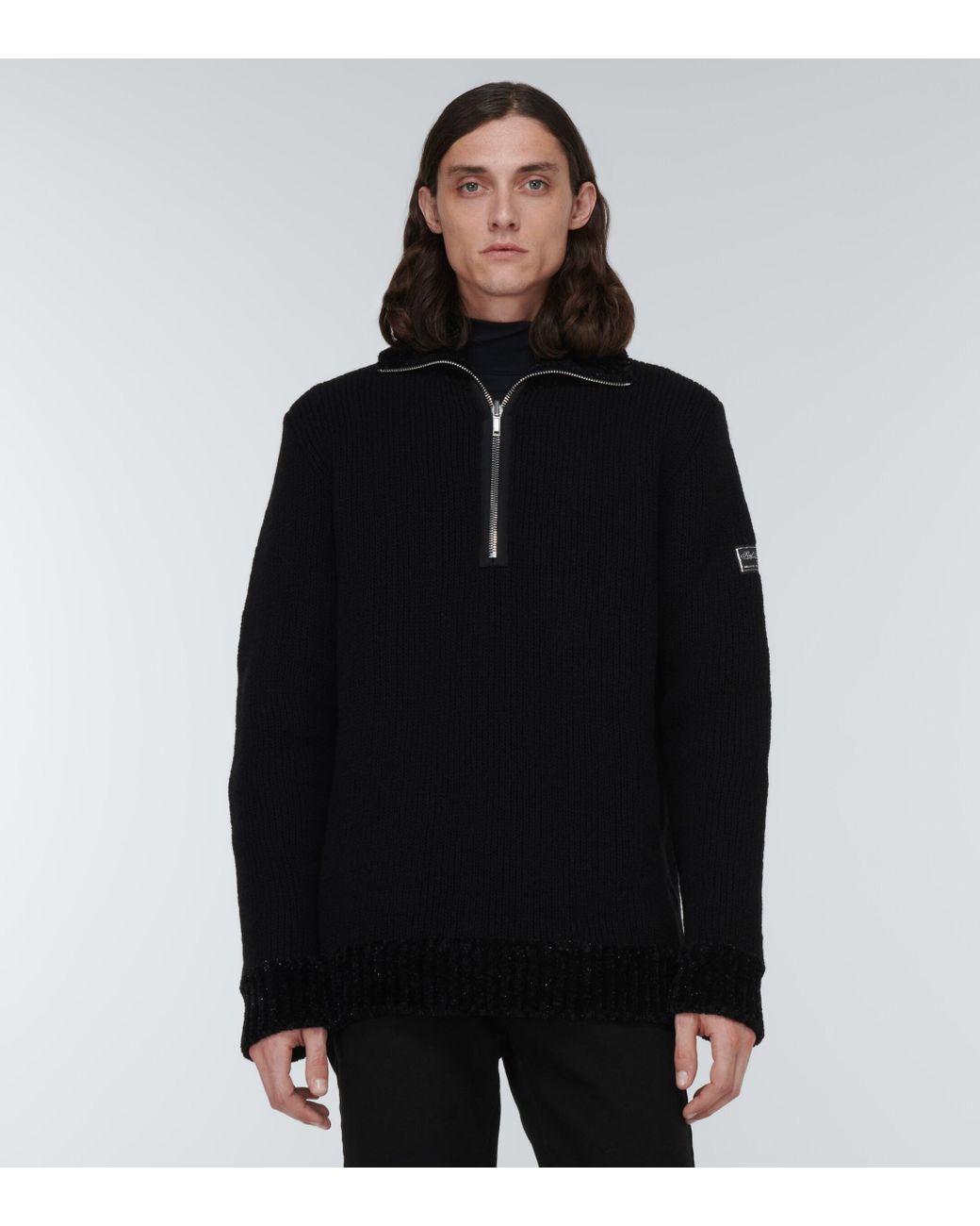 Raf Simons Half-zip Sweater in Black for Men | Lyst UK