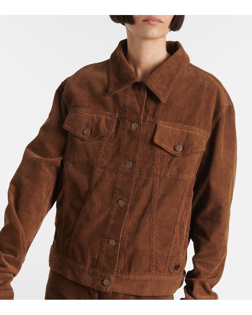 Prada Brown Caramel-coloured Shirt Jacket In Corduroy