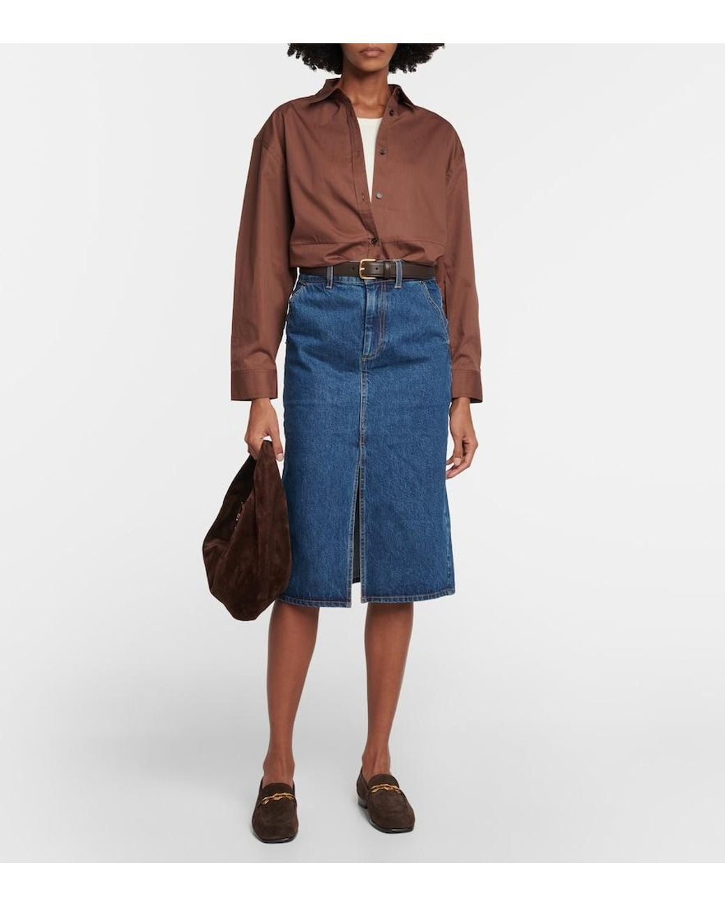 Co. Blue Denim Midi Skirt