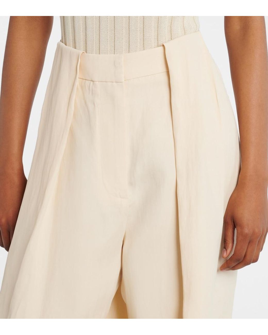 Stella McCartney Natural High-Rise Wide-Leg Pants