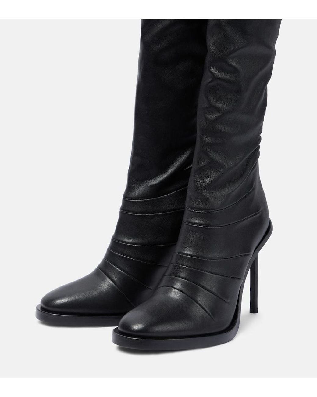 Ann Demeulemeester Black Adna Over-The-Knee Leather Boots