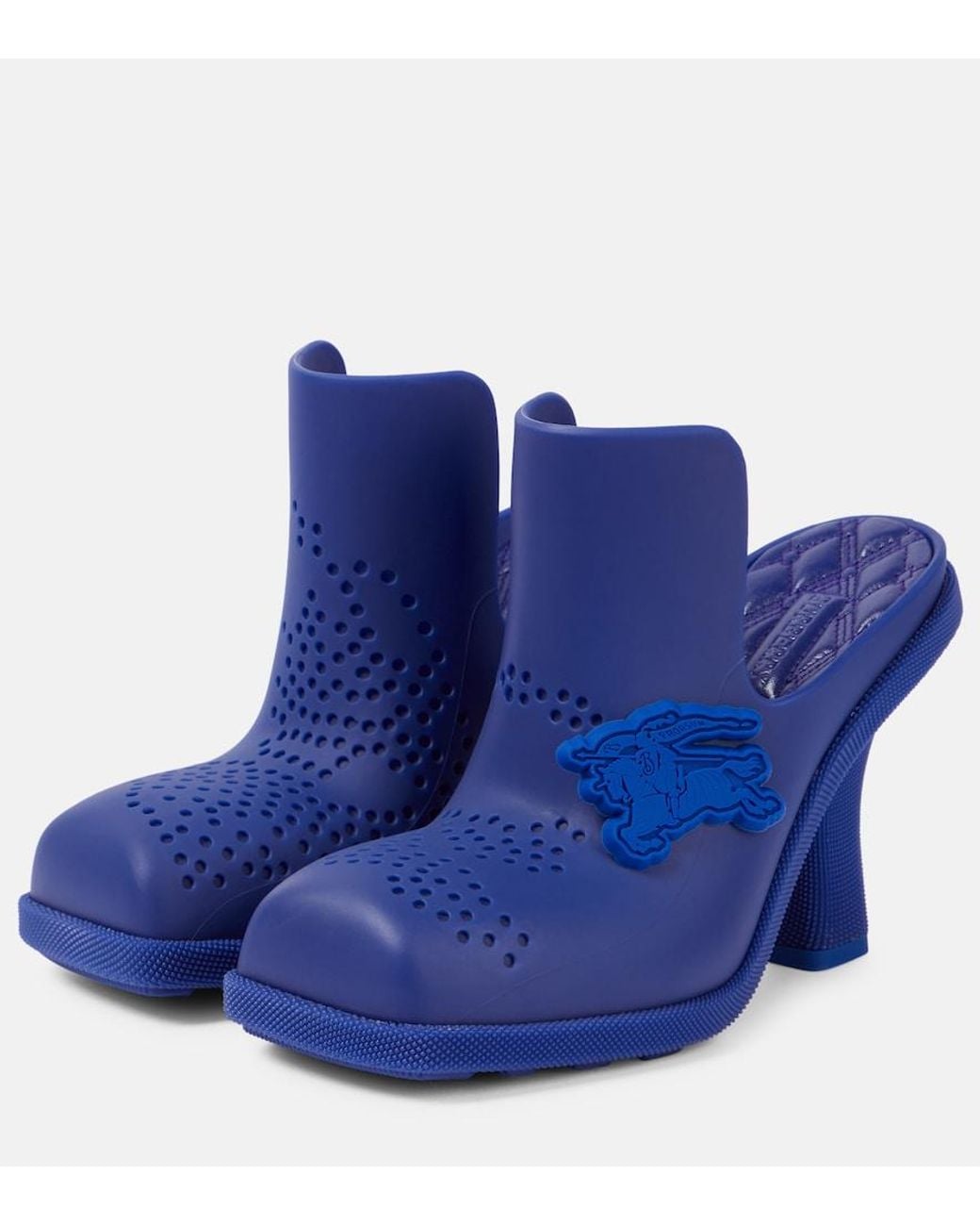 Burberry Blue Rubber Heeled Mules