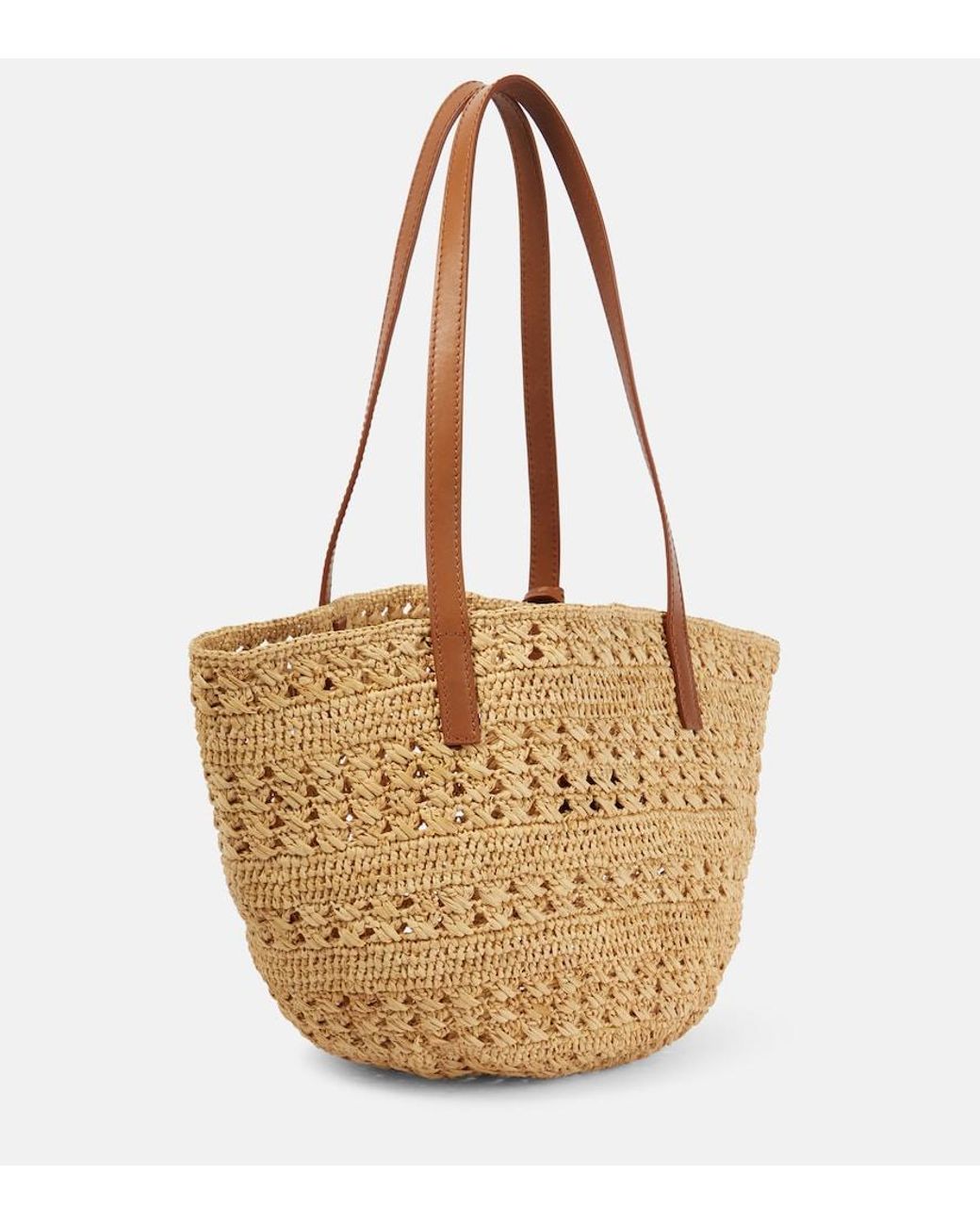 Saint Laurent Natural Panier Small Raffia Basket Bag