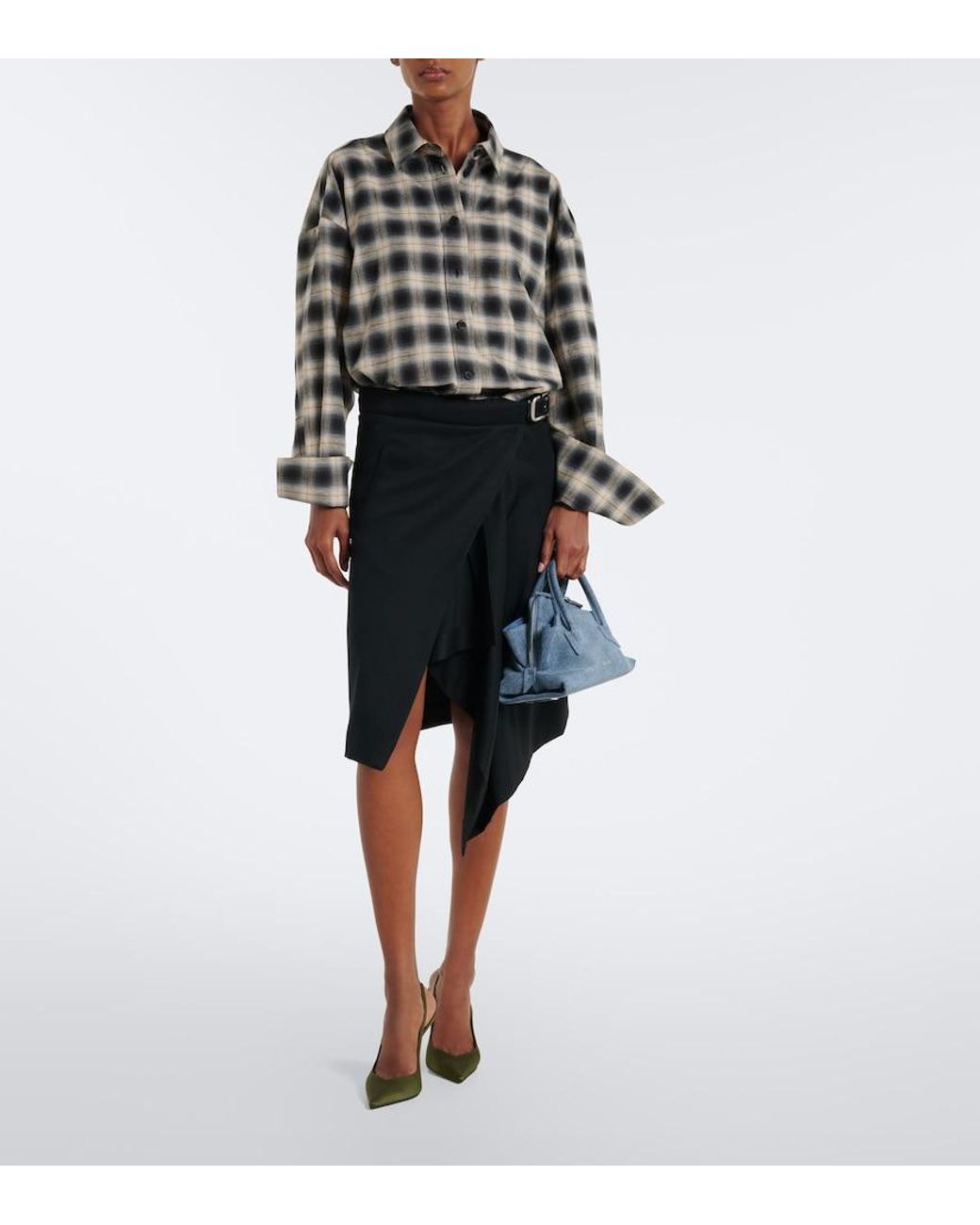 The Attico Blue La Passeggiata Mini Denim Top-Handle Bag