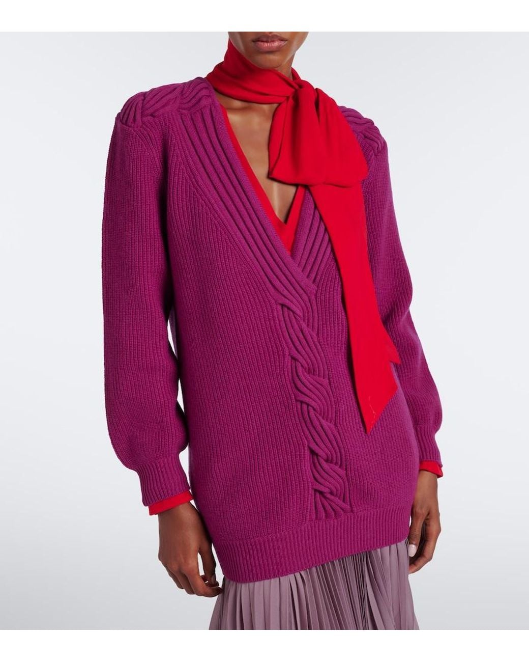 Valentino Garavani Purple Oversized Virgin Wool Sweater