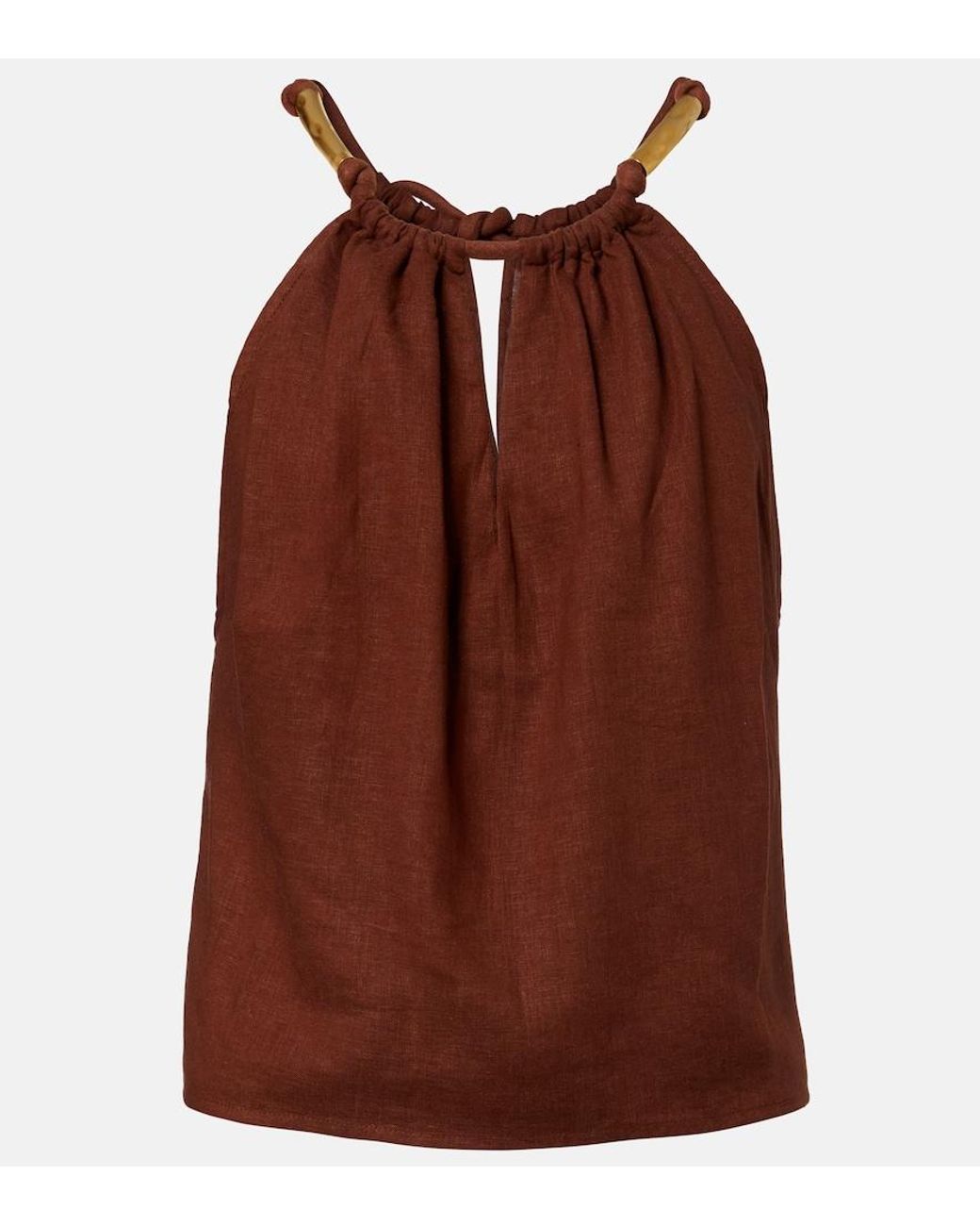 ViX Brown Janet Linen-Blend Top