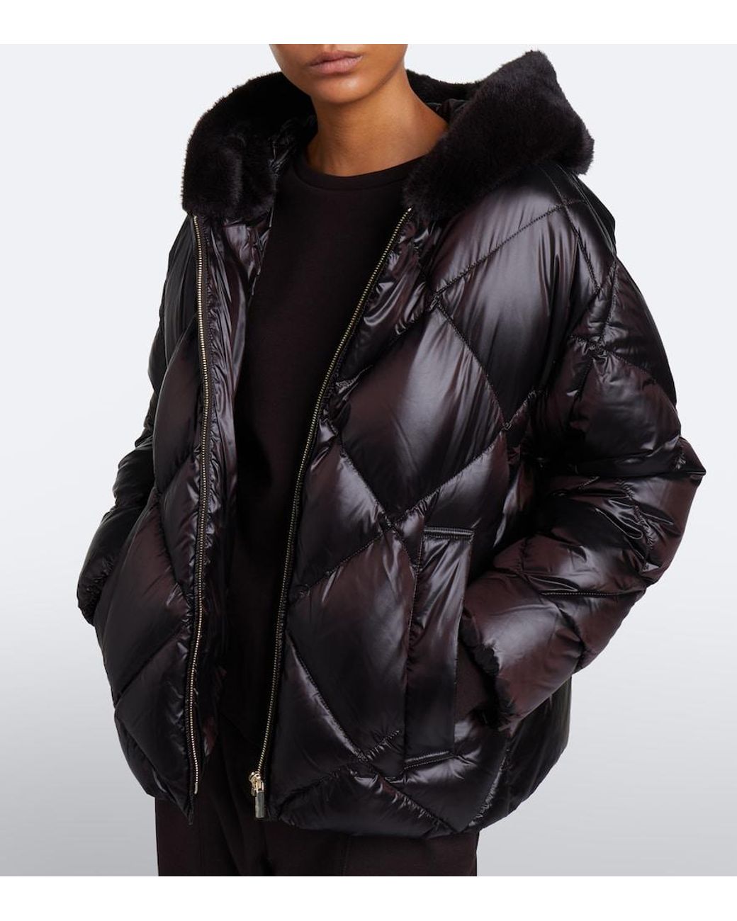 Max Mara Black The Cube Hooded Quilted Down Jacket