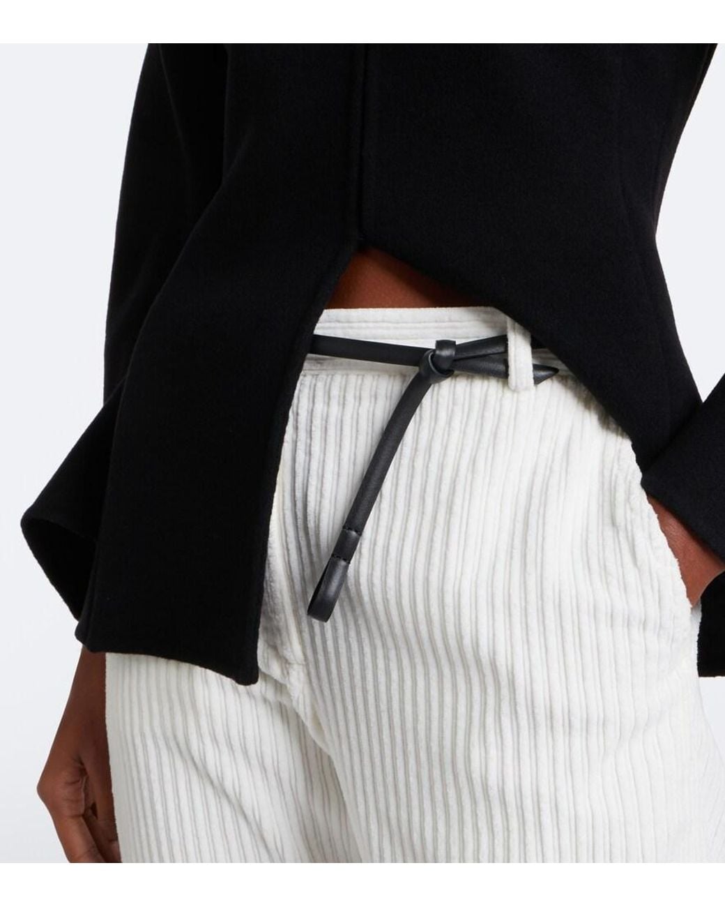 The Row White Ava Leather Belt