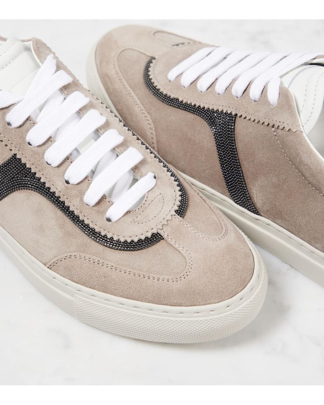 Brunello Cucinelli Natural Suede Sneakers
