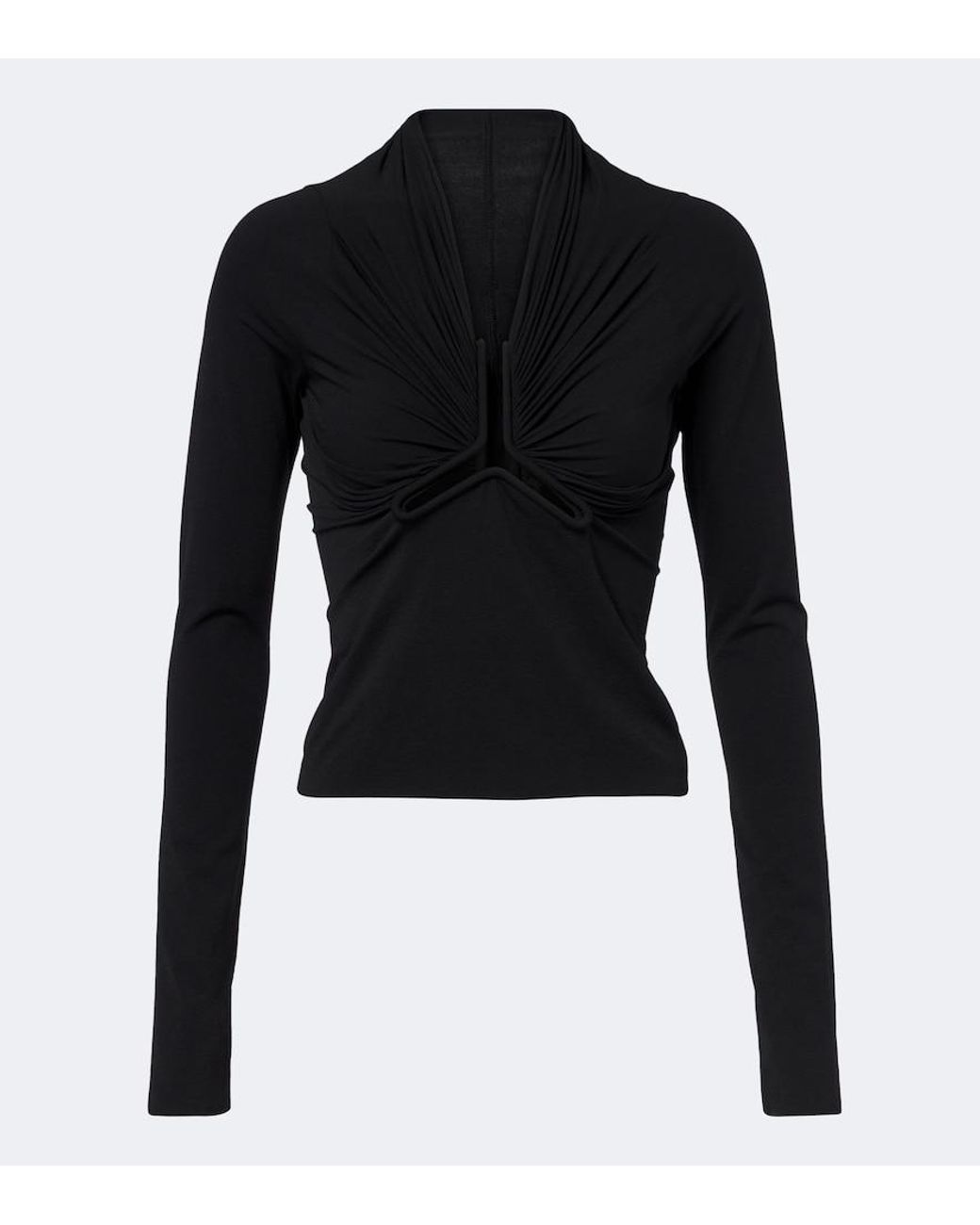 Rick Owens Black Allanah Gathered Jersey Top