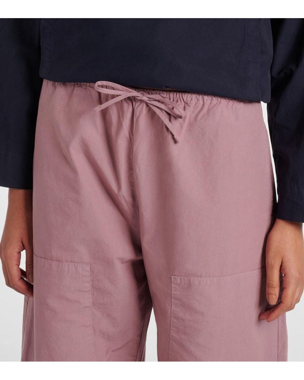 Leset Pink Kyoto Cotton Cropped Wide-Leg Pants