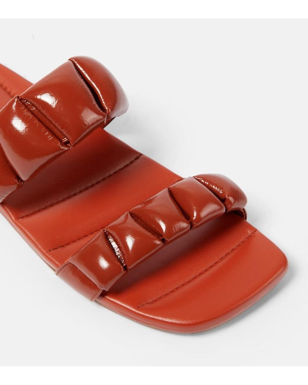 Dries Van Noten Red Leather Slides