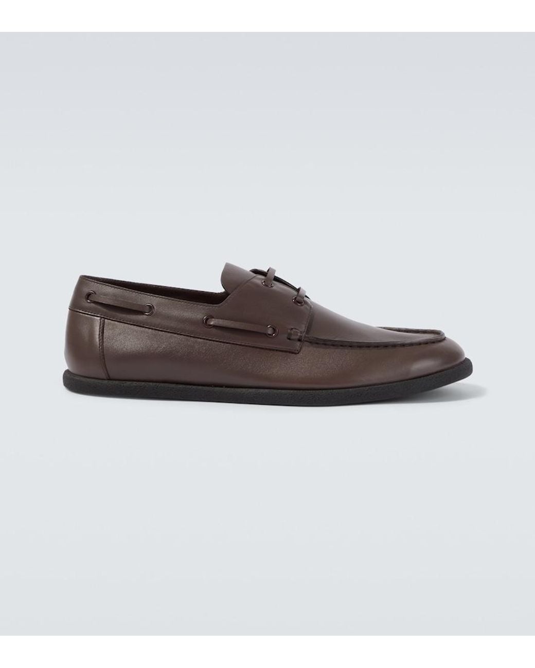 The Row Brown Novus Leather Boat Shoes for men