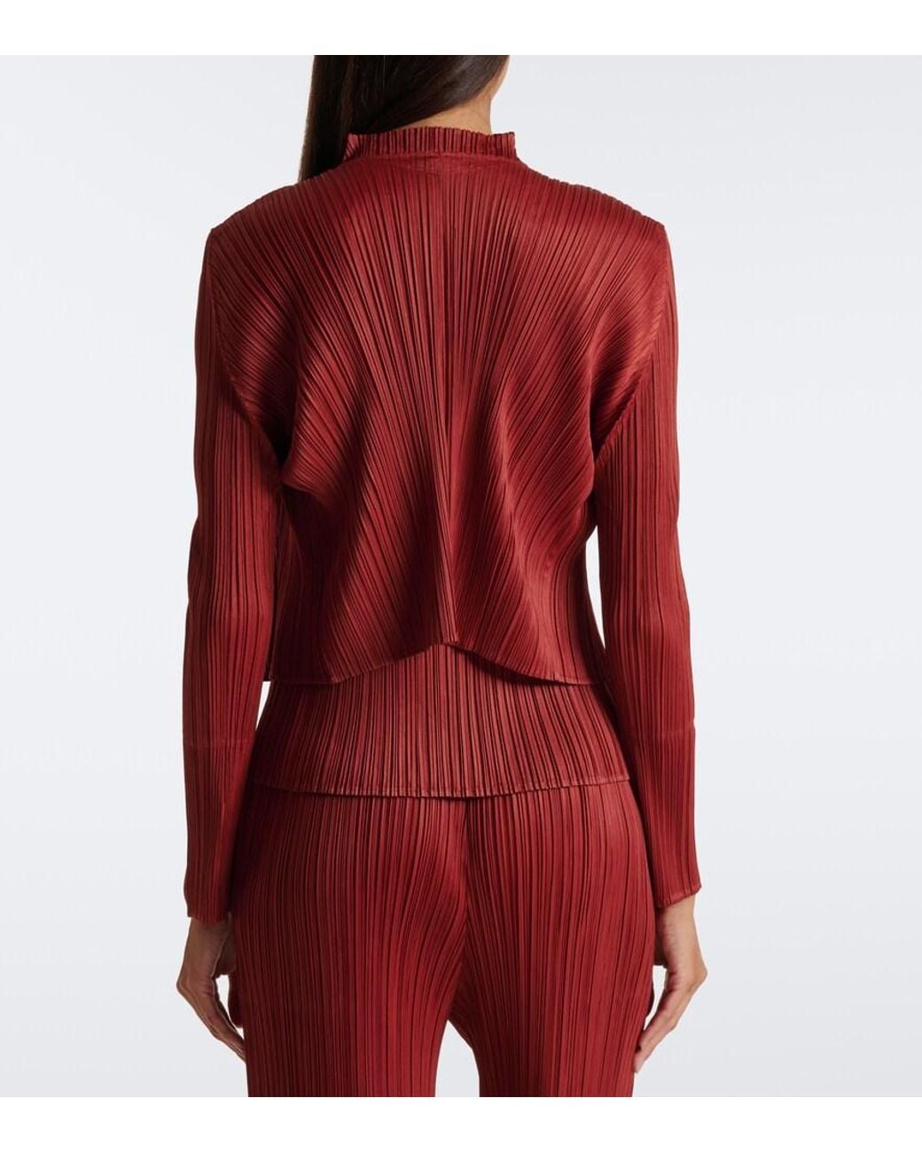 Pleats Please Issey Miyake Red Monthly Colors: September Pleated Cardigan