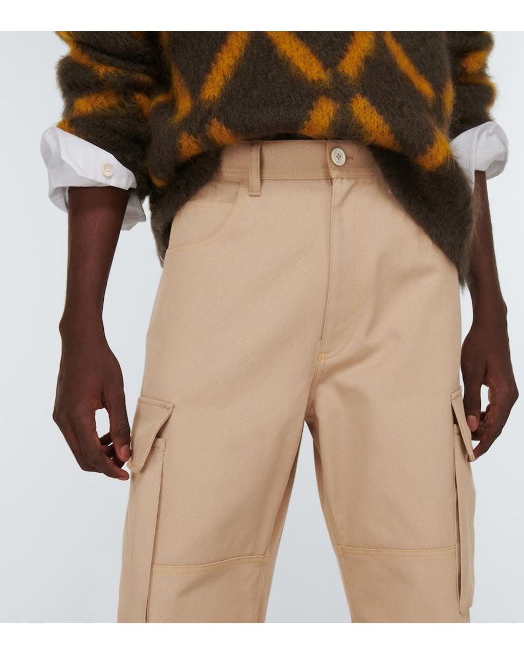 Marni Natural Wide-leg Cotton Gabardine Cargo Pants for men