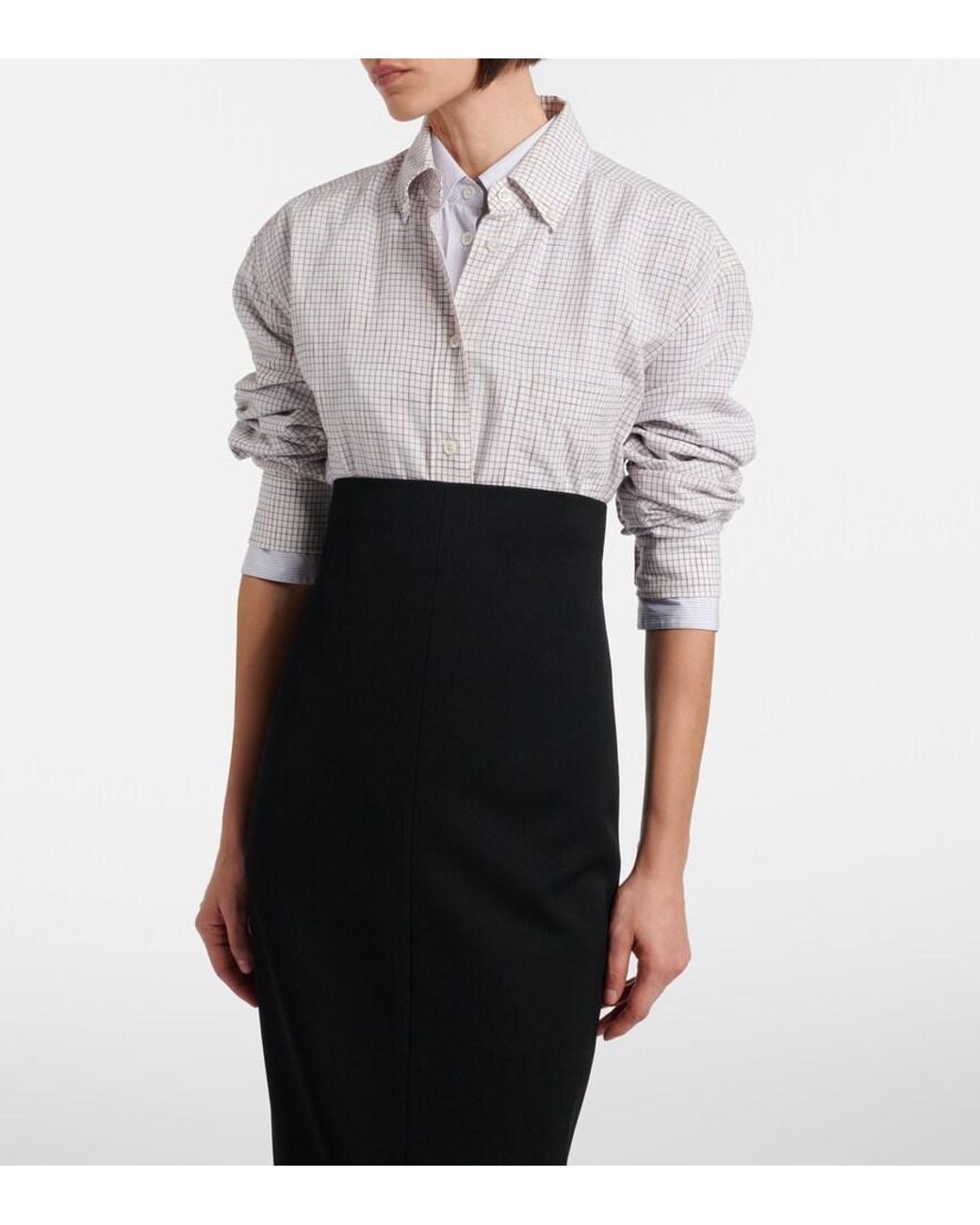 The Row White Dalan Checked Cotton Shirt