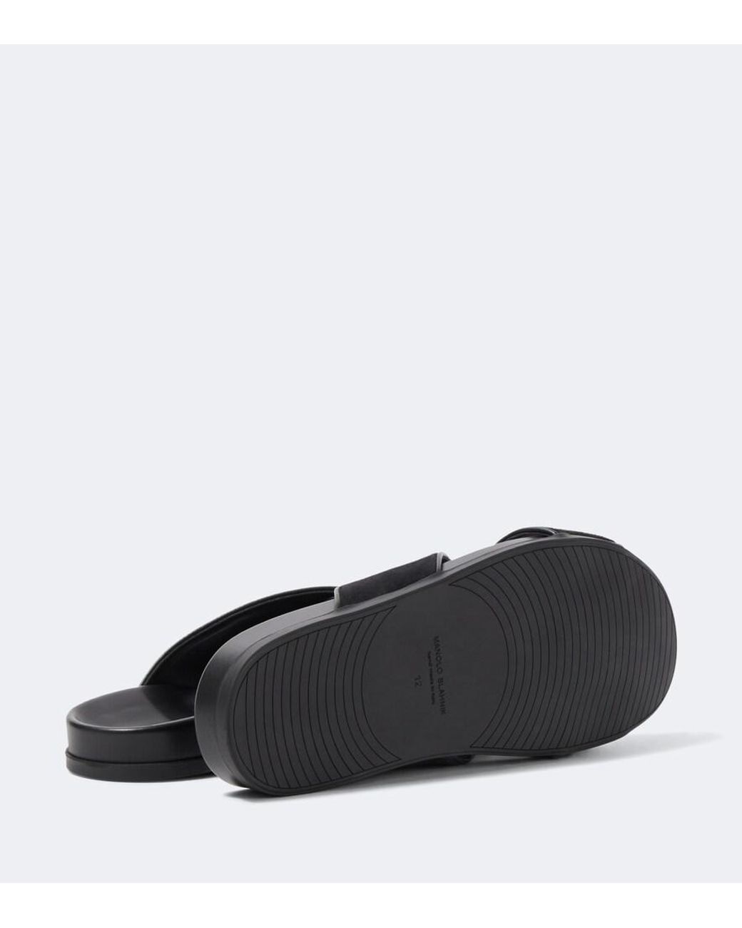 Manolo Blahnik Black Chiltern Suede Slides for men