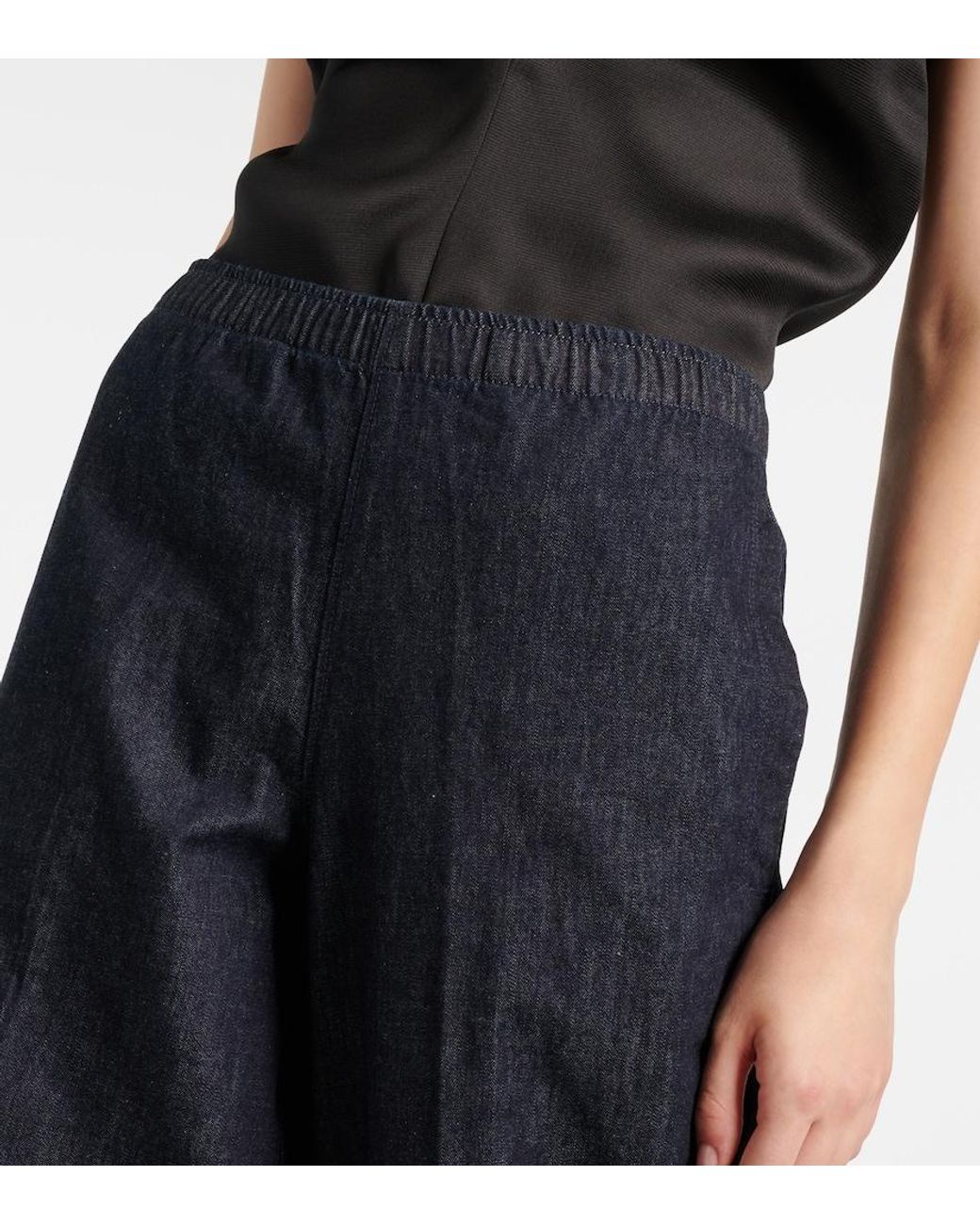 Vince Blue Low-Rise Cotton Twill Wide-Leg Pants