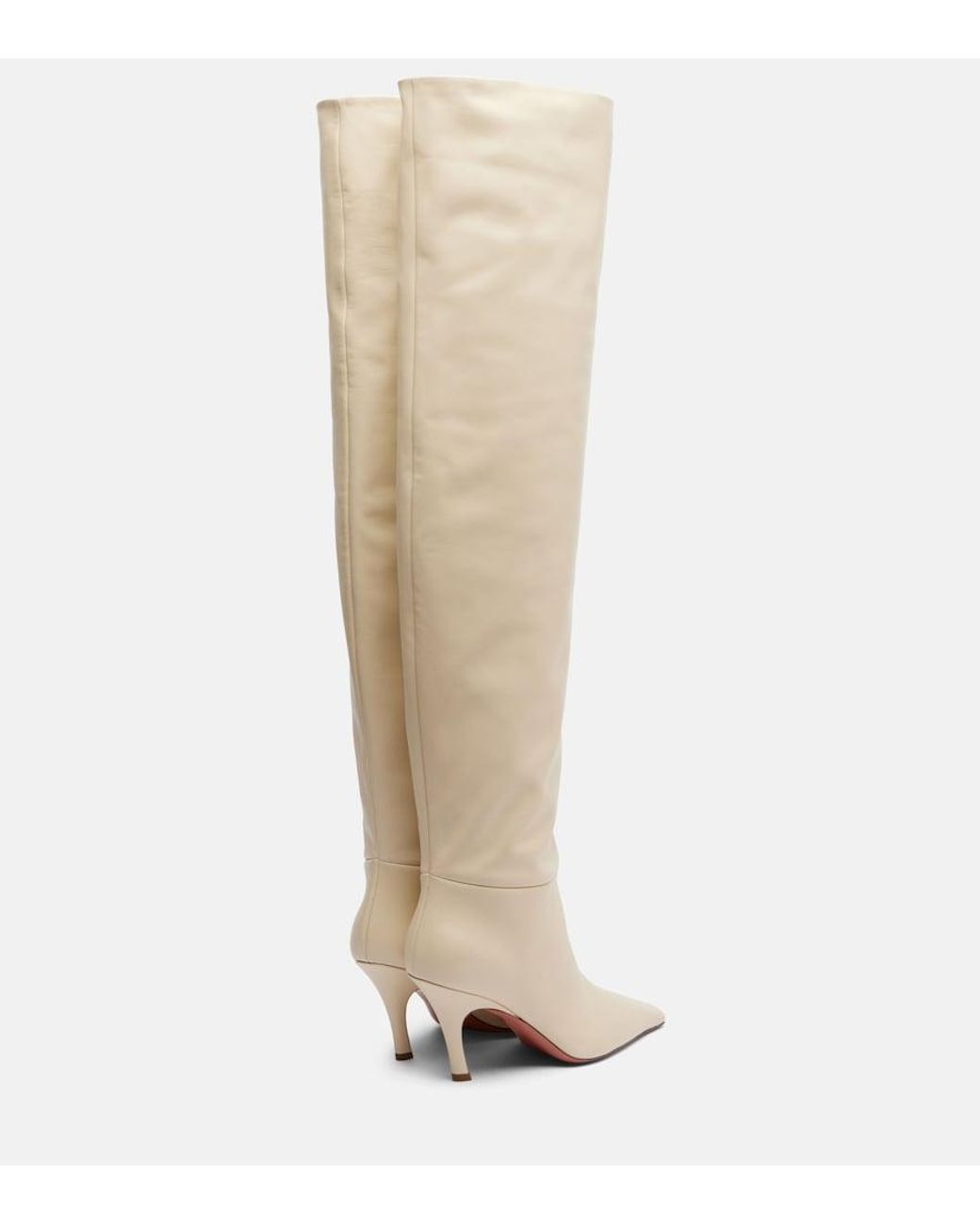 AMINA MUADDI White Jamie 80 Leather Over-The-Knee Boots