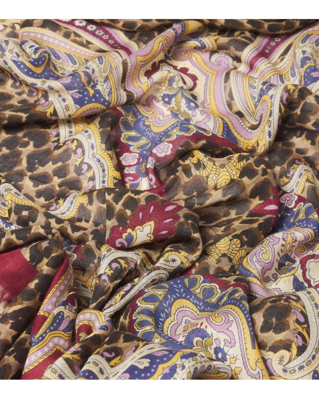 Etro Red Printed Modal And Cashmere Scarf