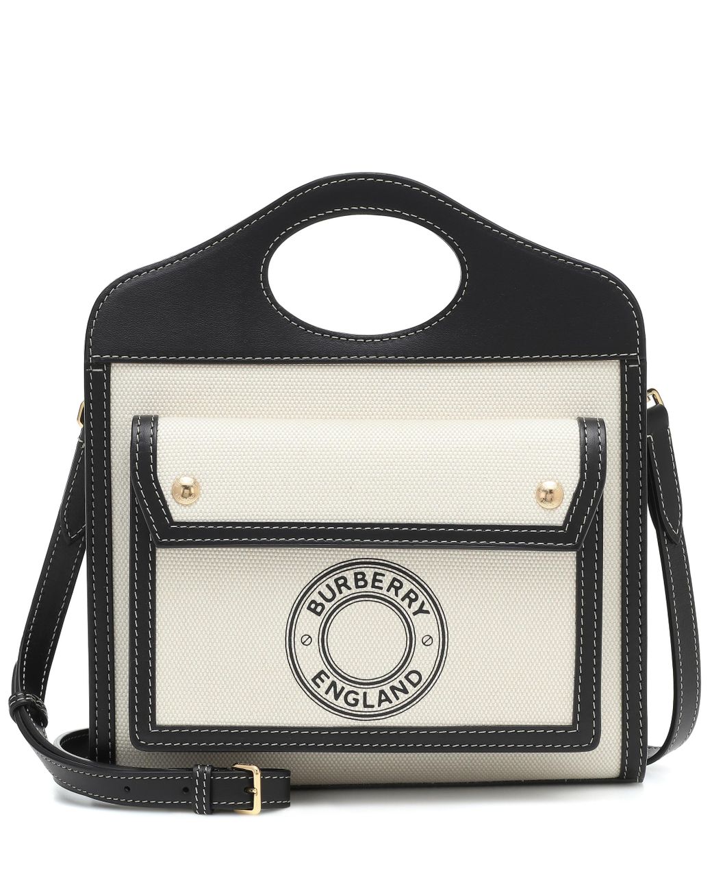 mini logo graphic canvas and leather pocket bag