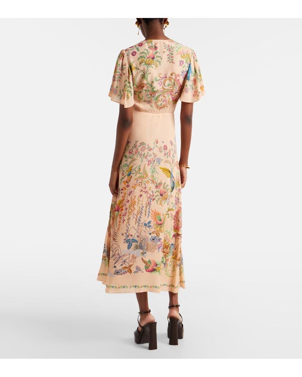 Etro Natural Printed Midi Dress