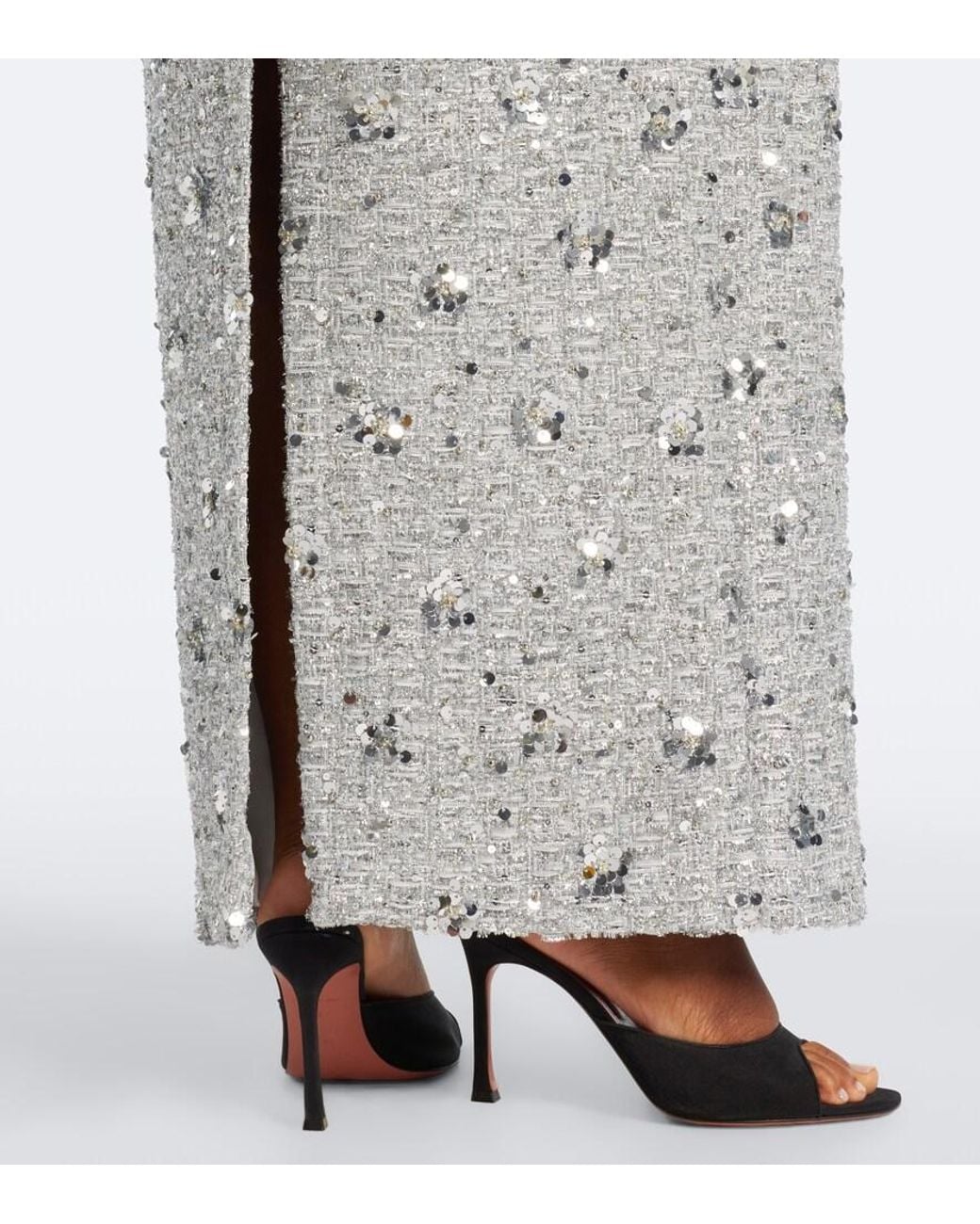 Jonathan Simkhai White Viella Sequined Tweed Gown