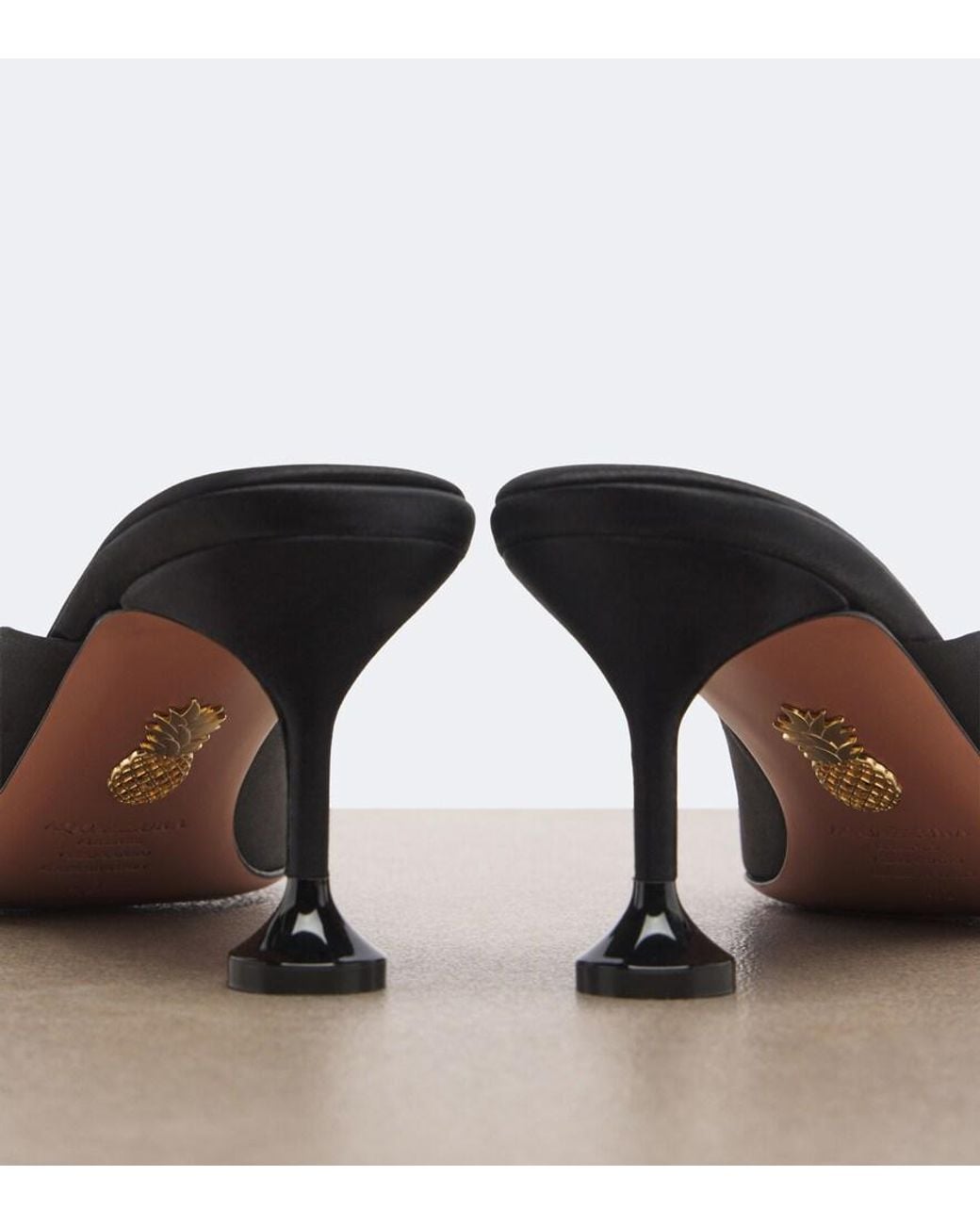 Aquazzura Black Bisous Satin Mules