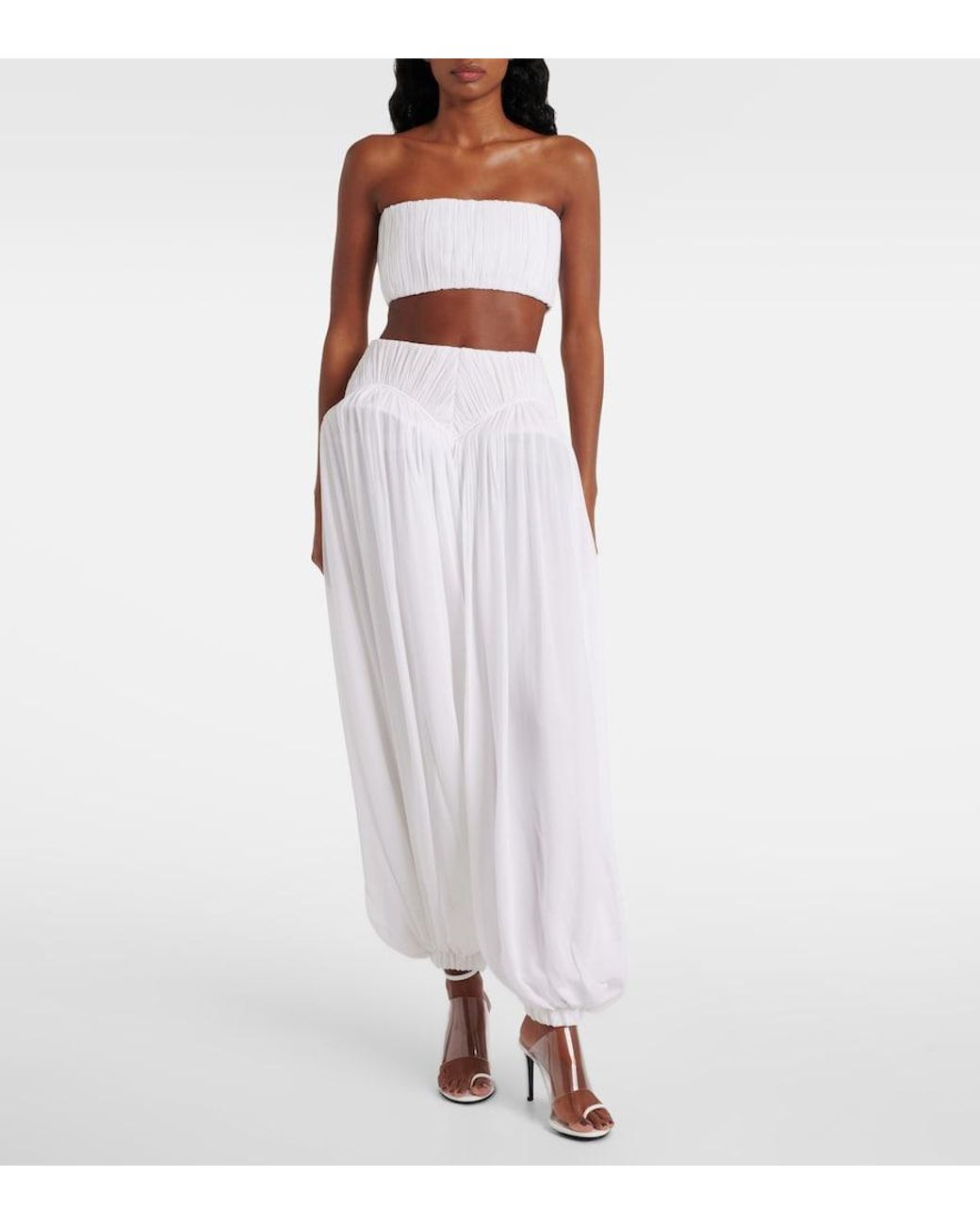 Alaïa White Asymmetric Patent-Leather And Pvc Sandals