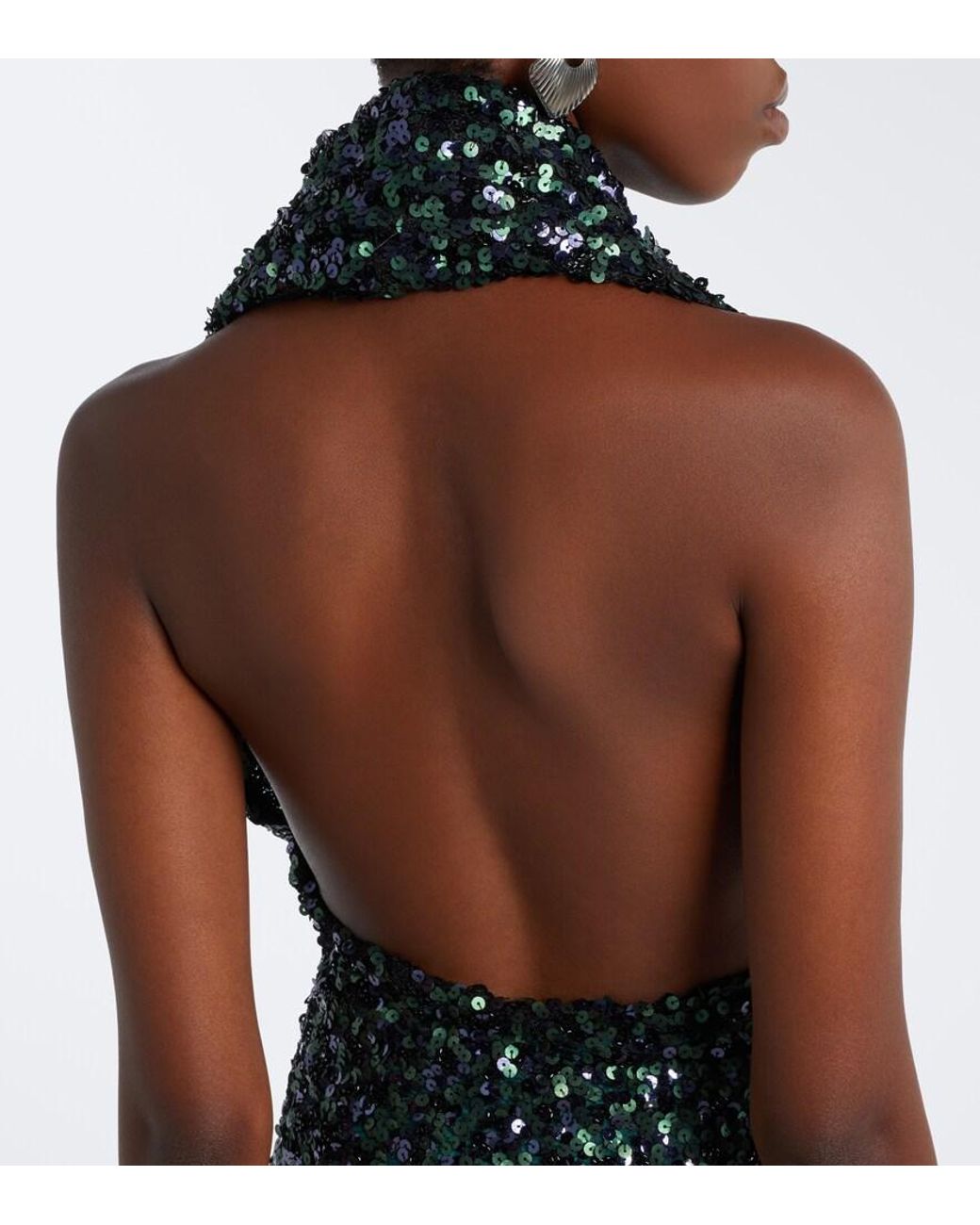 Christopher Esber Black Sequined Halterneck Gown