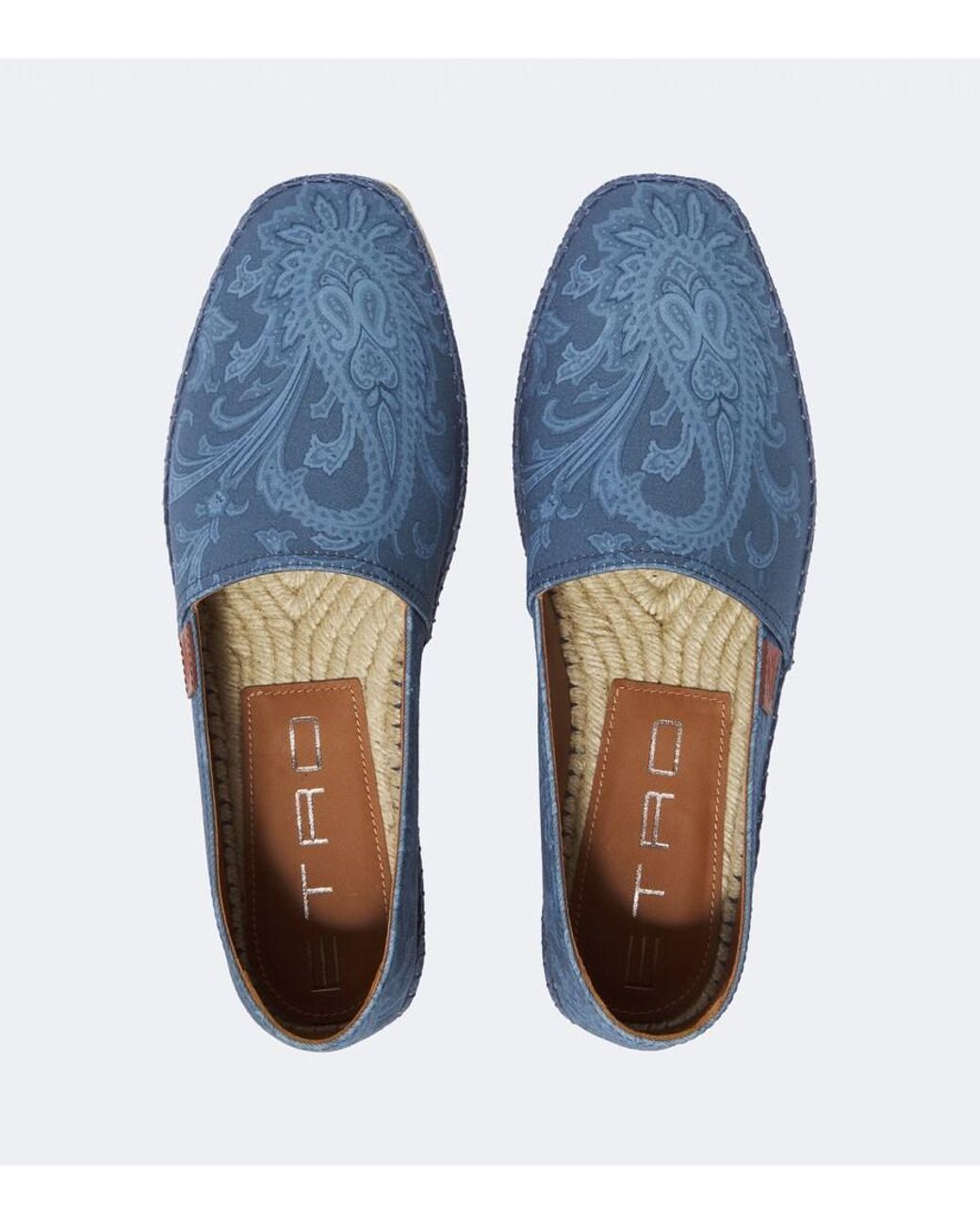 Etro Blue Paisley Gabardine Espadrilles for men
