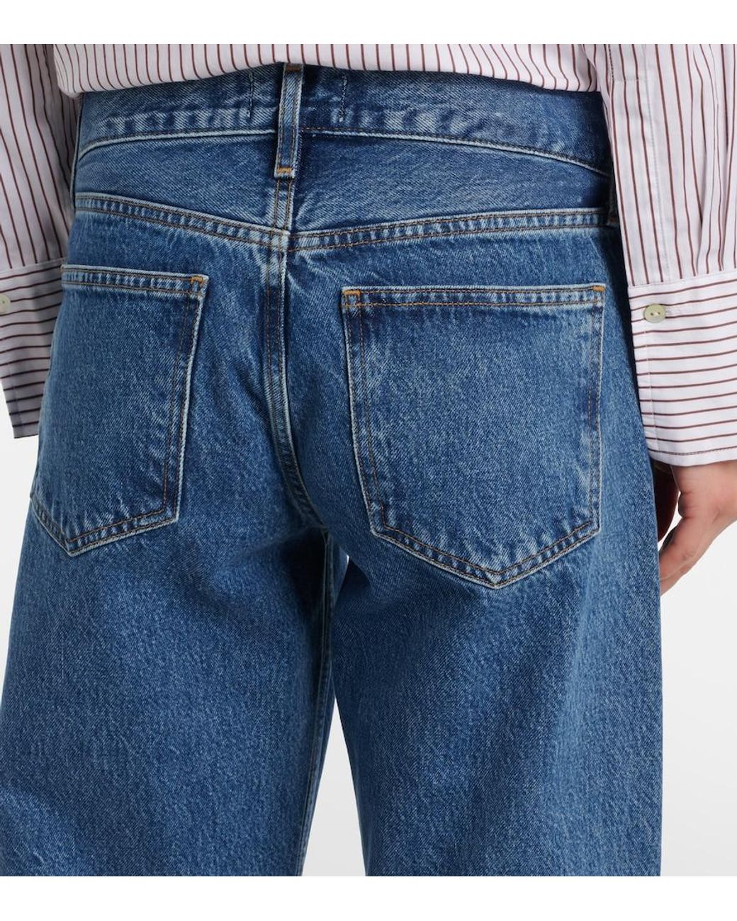 Agolde Blue Low Rise Loose Straight Jeans