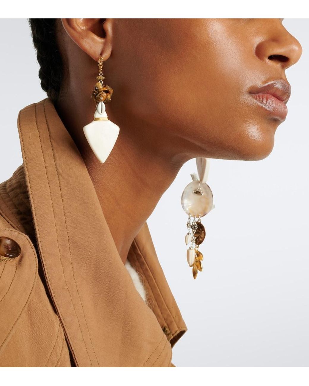 Isabel Marant White Anna Asymmetric Drop Earrings