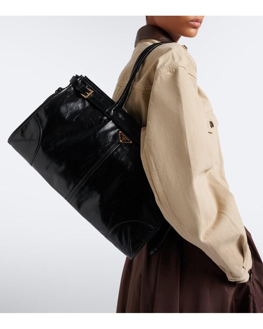 Prada Black Bonnie Large Leather Shoulder Bag