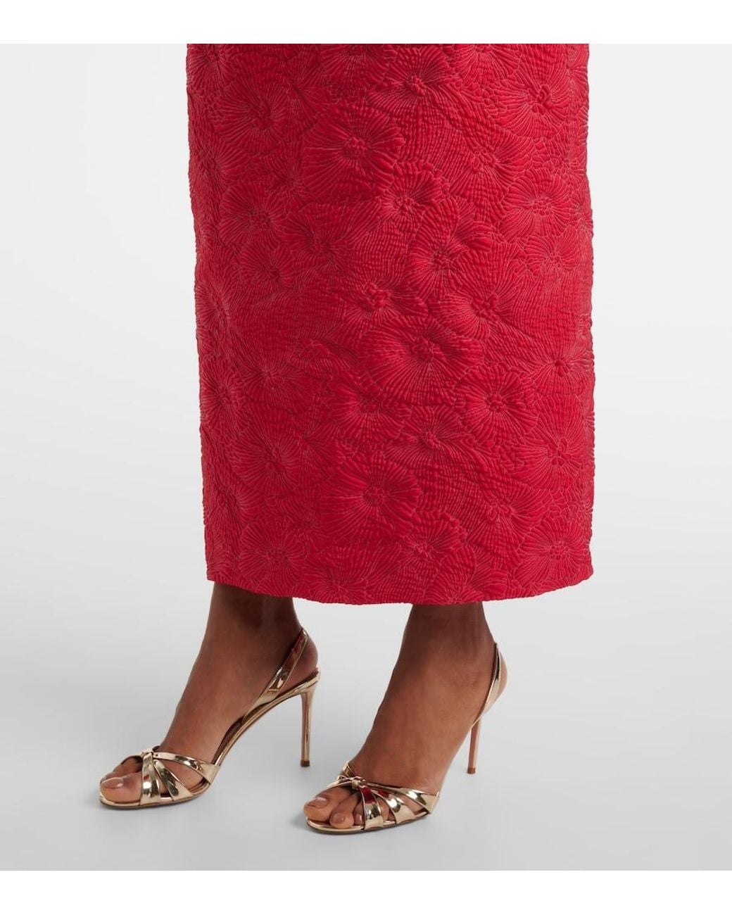 Max Mara Red Manto Off-Shoulder Maxi Dress