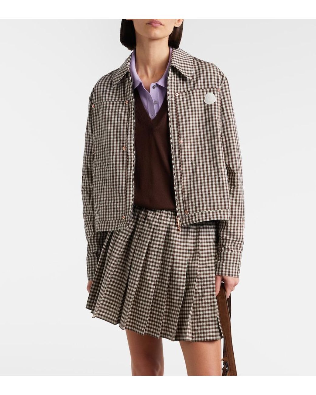Moncler Brown Checked Cotton-Blend Jacket