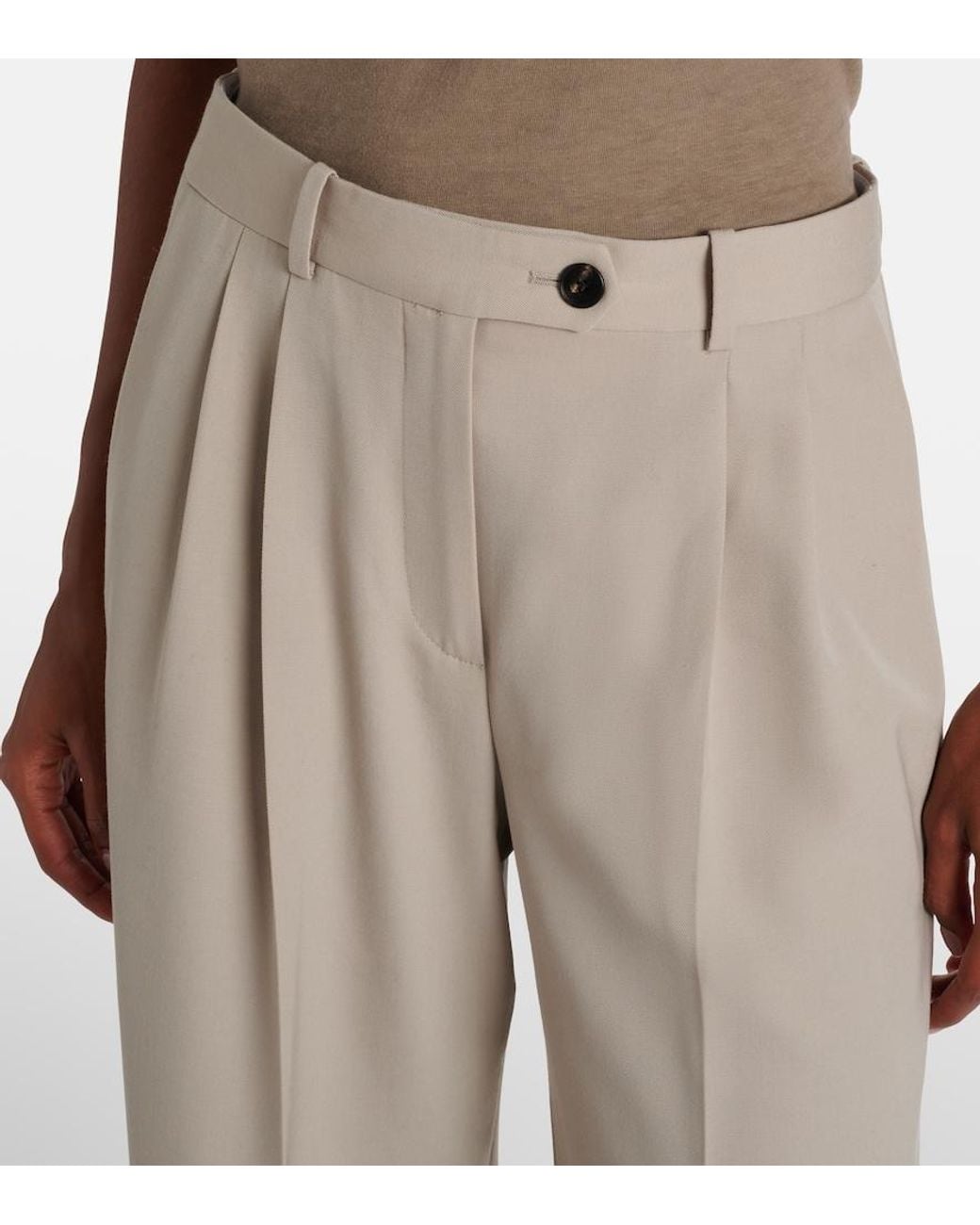The Row Natural Virgil Wool Gabardine Straight Pants