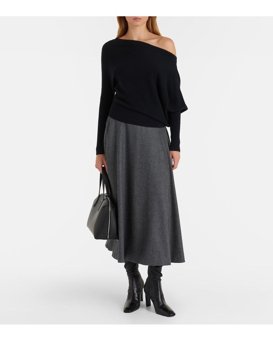 Altuzarra Black Paxi One-Shoulder Cashmere Sweater