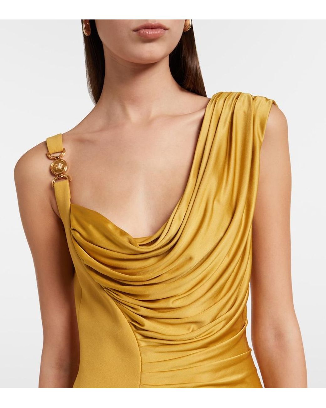 Versace Metallic Medusa '95 Draped Jersey Gown
